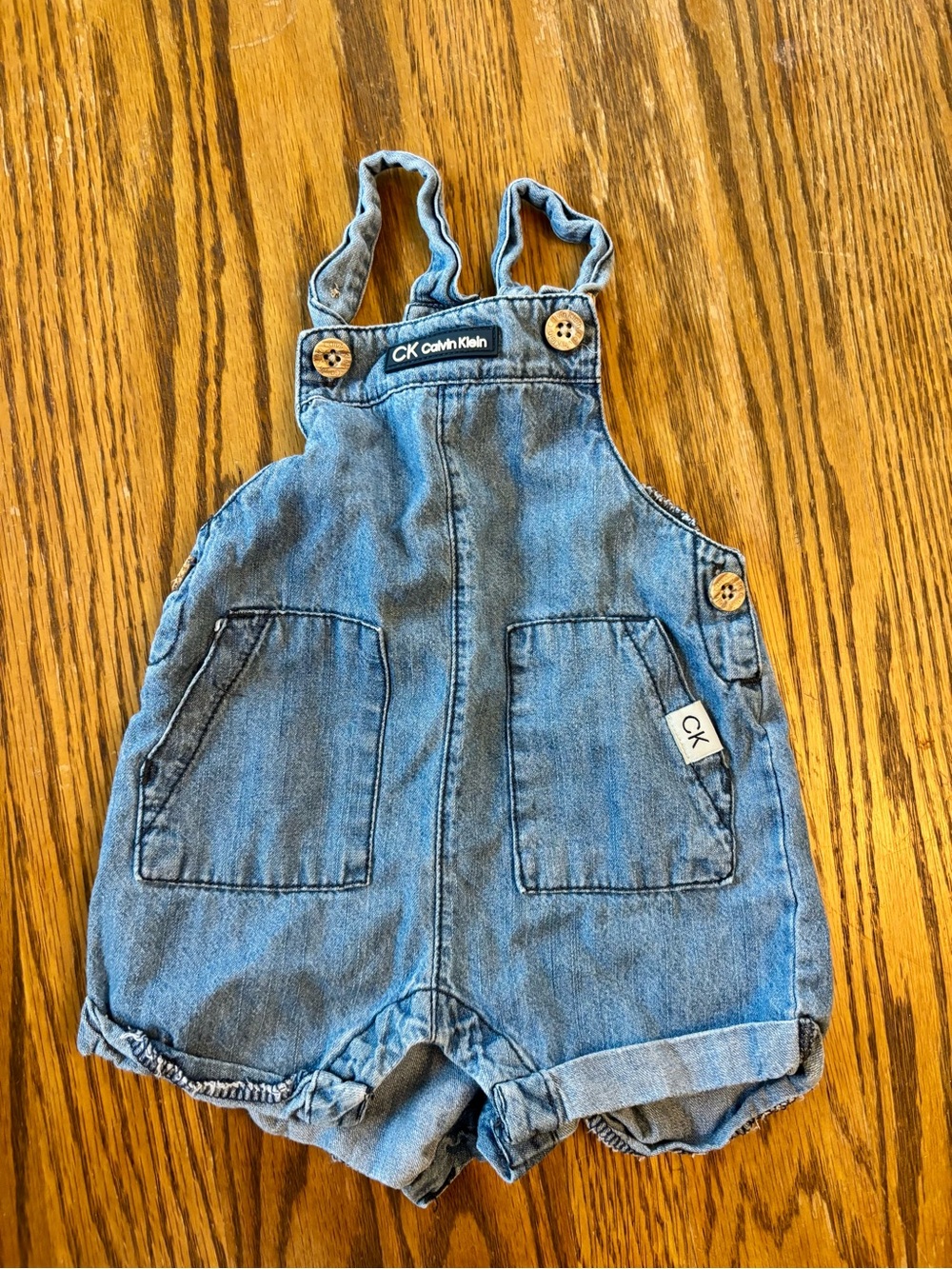 Calvin Klein Blue Denim Baby Overalls Shorts